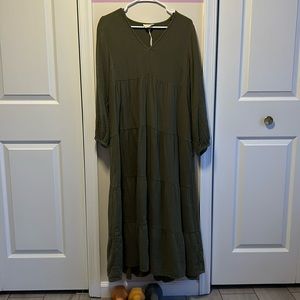 Women’s size small gauze maxi dress  olive green—